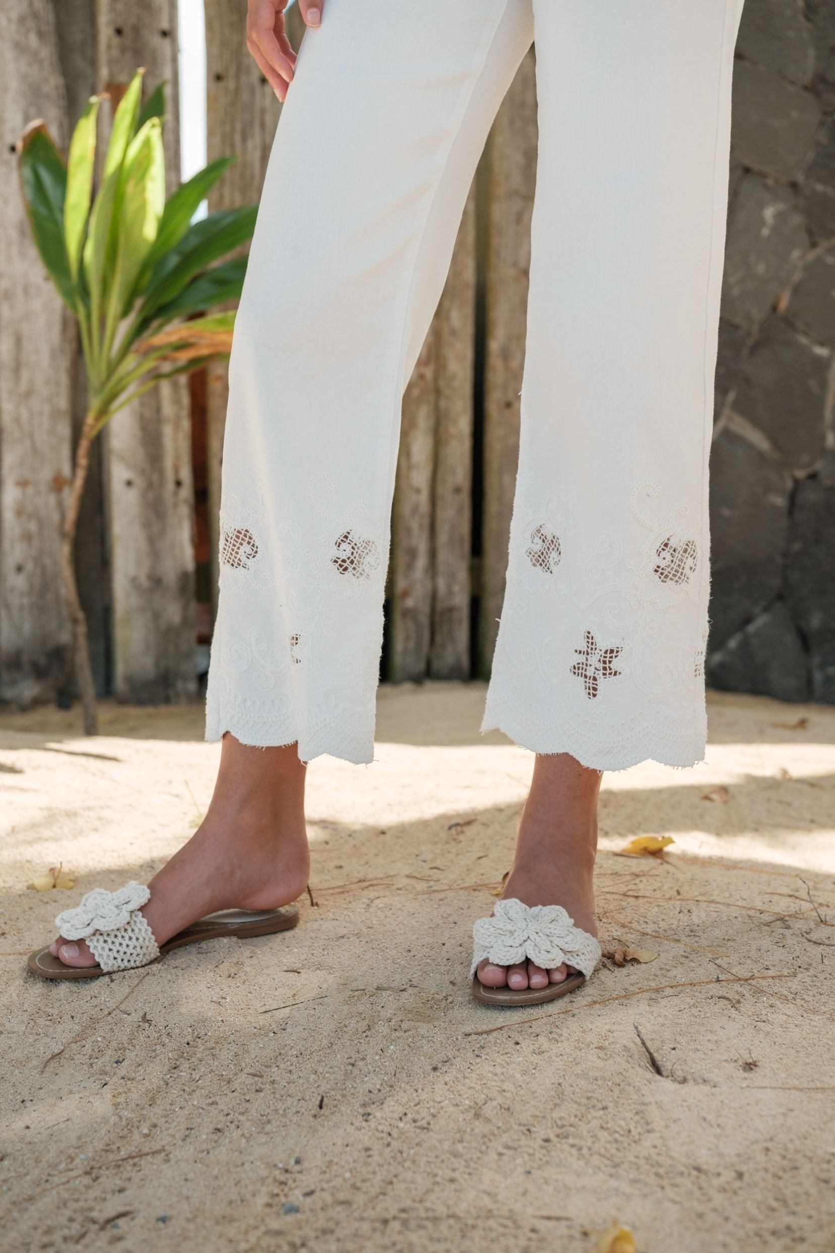 Maison Onado Calvi jean wide écru taille haute