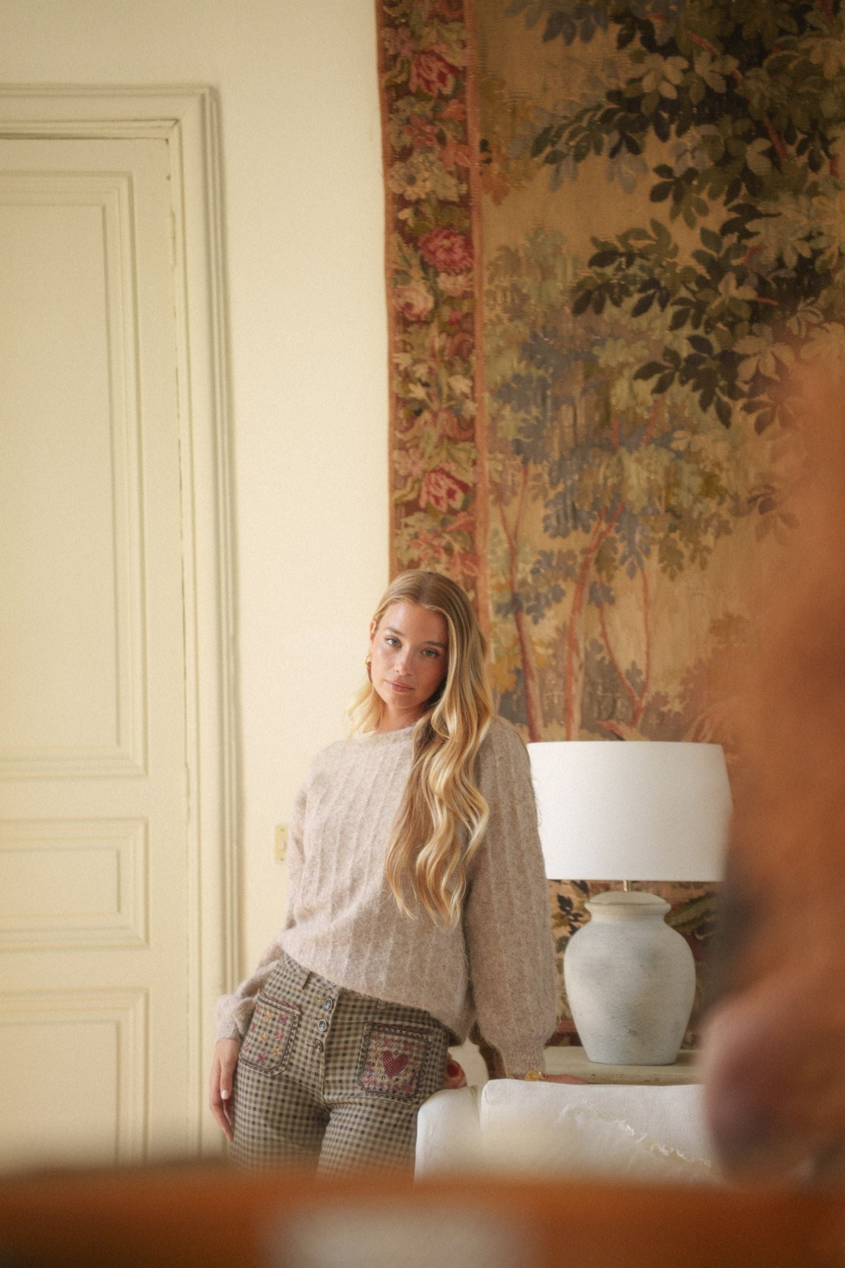 Maison Onado Isea pull beige col rond texturé