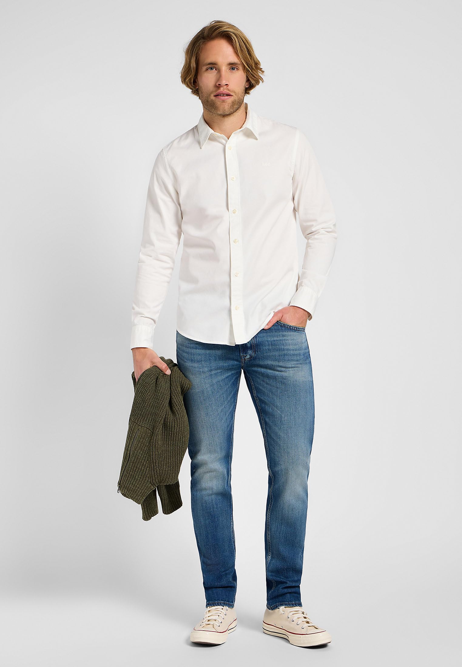 Lee Patch Shirt chemise homme blanche coton M