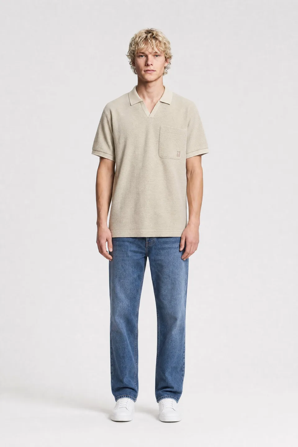 Teddy Smith P-Sonrad MC Polo homme crème waffle