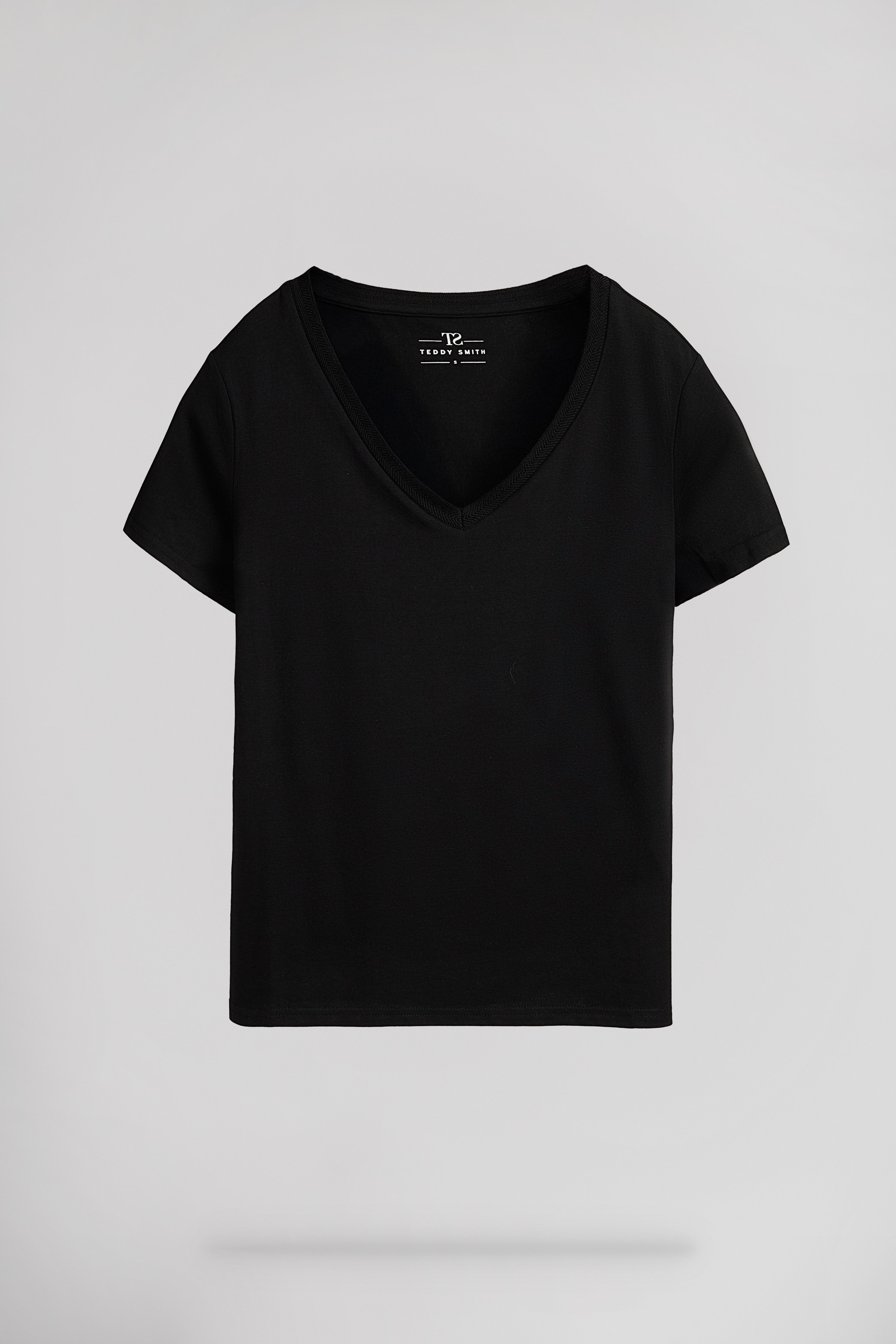 Teddy Smith T-Mia MC t-shirt col V noir coton modal