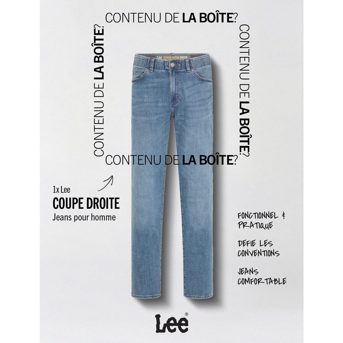 Lee MVP jean droit homme 42W/36L toile denim
