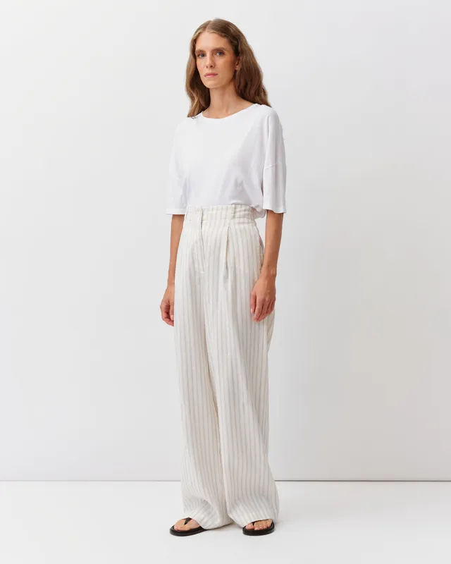 Diega Pirano pantalon droit 7/8 écru ciel rouge