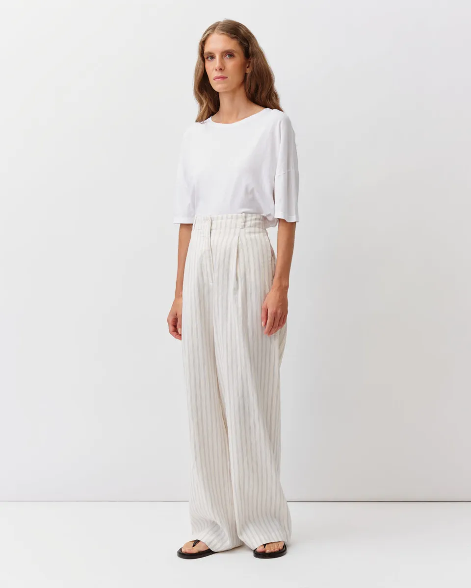 Diega Pirano pantalon droit 7/8 écru ciel rouge