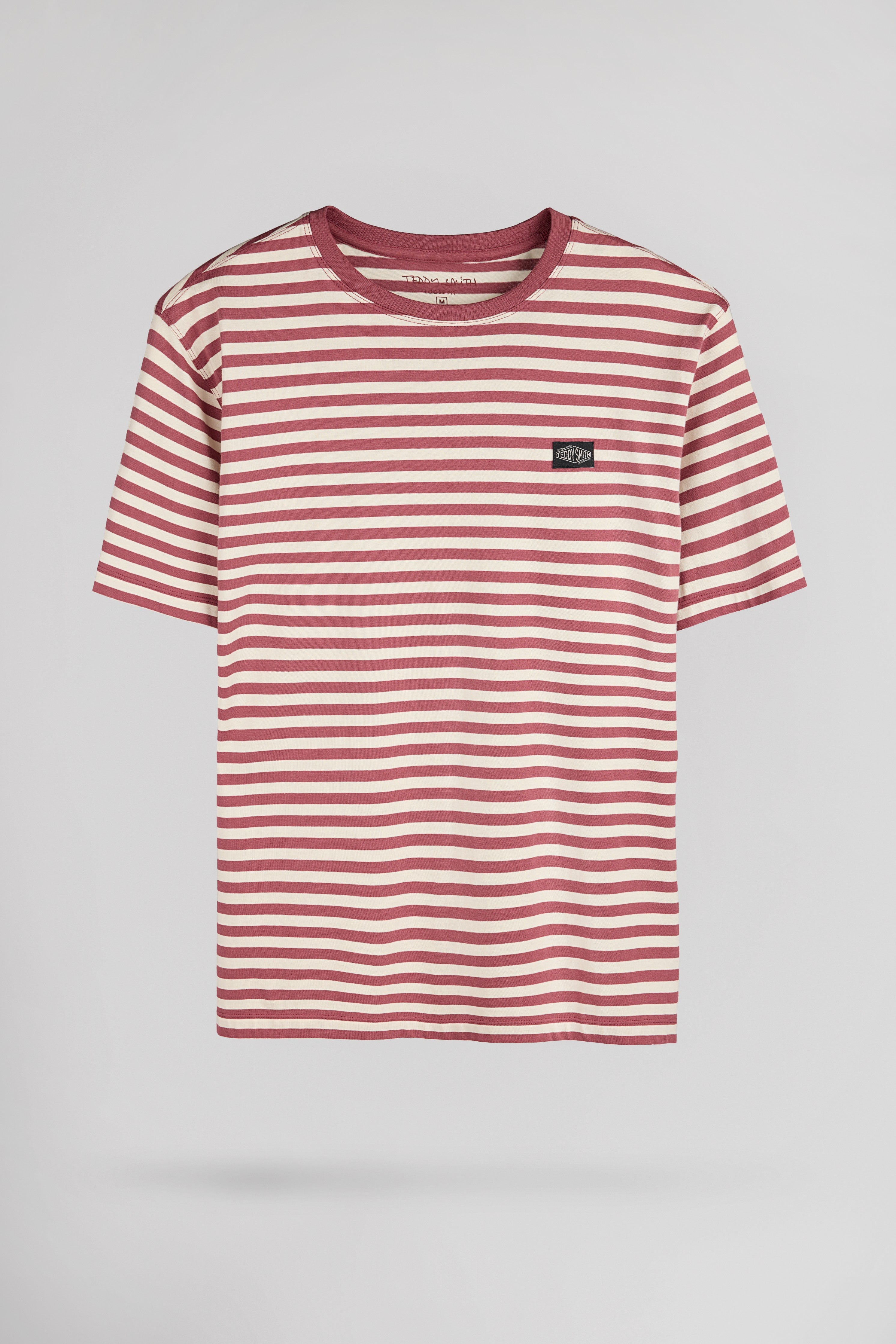 Teddy Smith T-Stry T-Shirt Framboise Foncé Rayé Ample