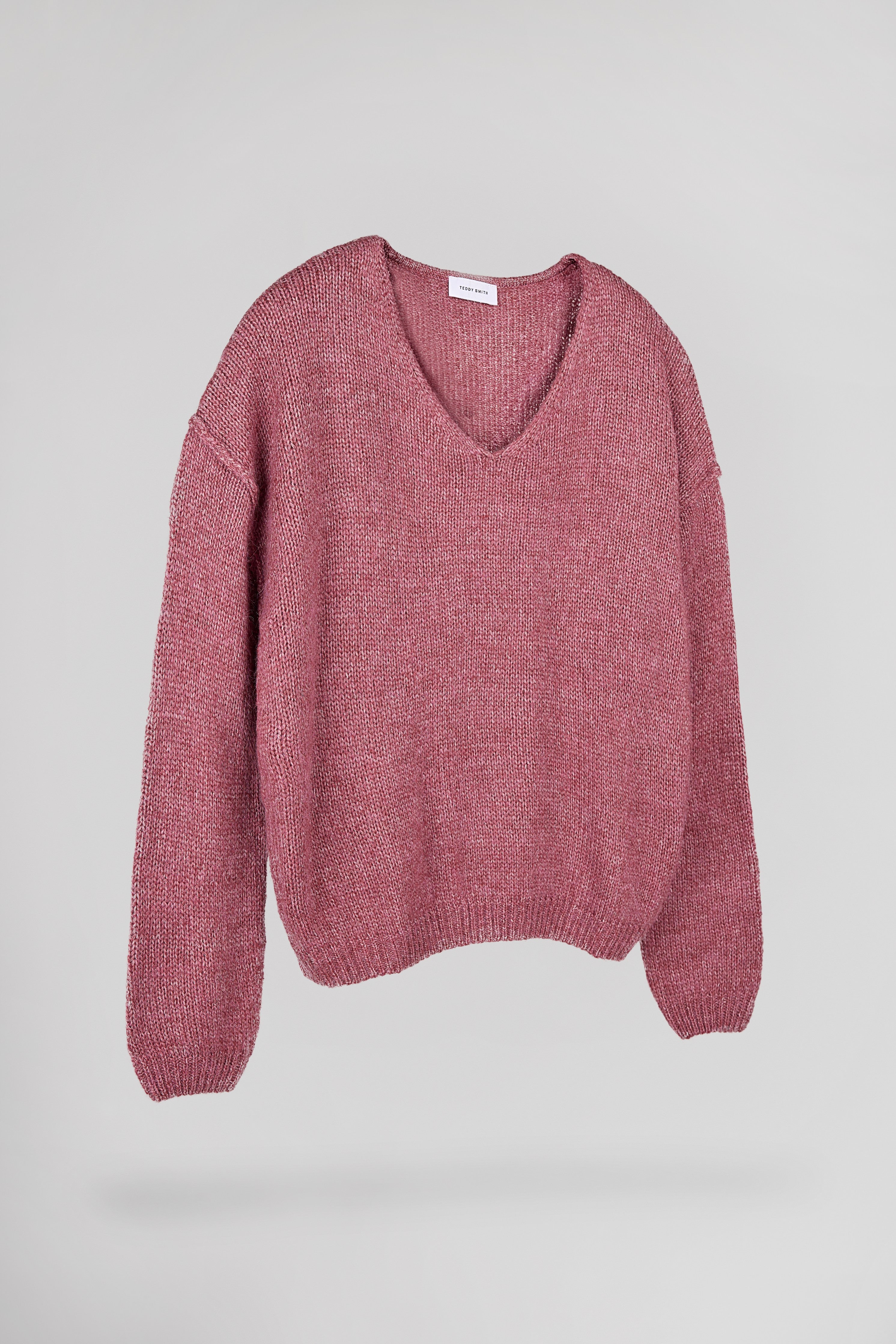 Teddy Smith P-Maggie pull col V framboise foncé