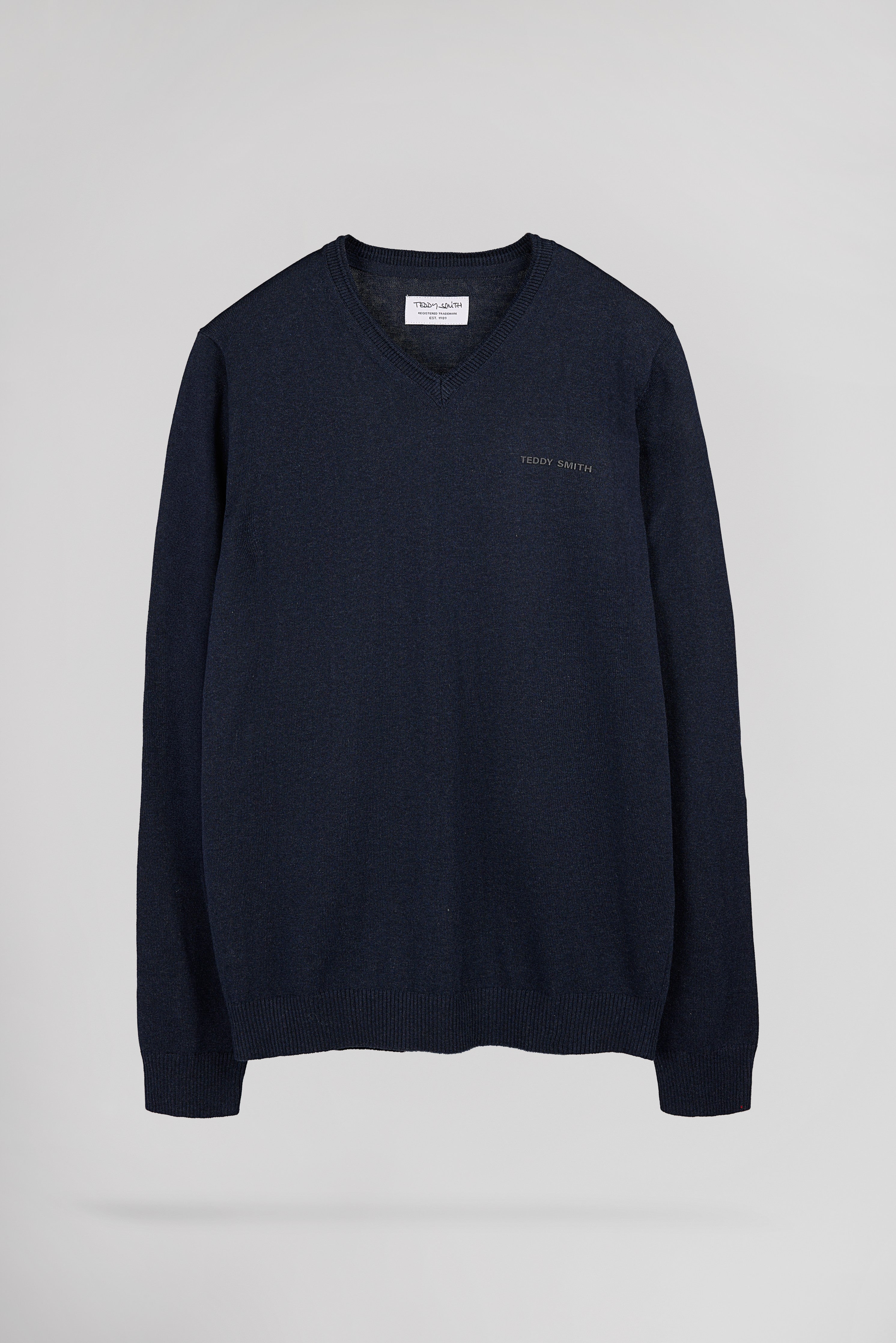 Teddy Smith PULSER 4 TOTAL NAVY CHINE pull homme col V