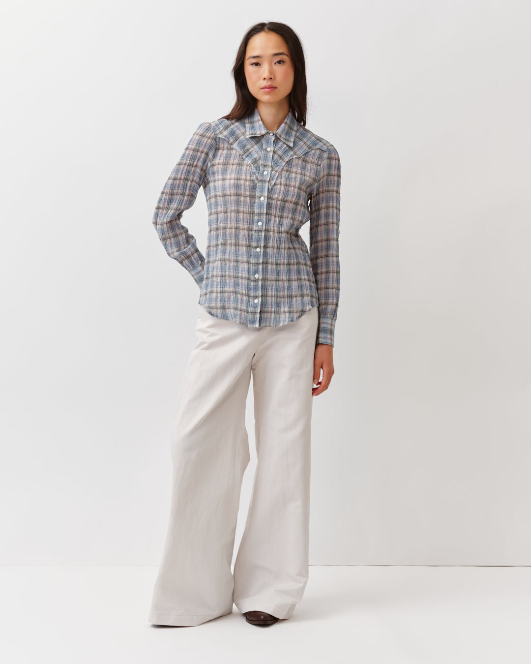 DIEGA COSTELINA chemise ciel prune western