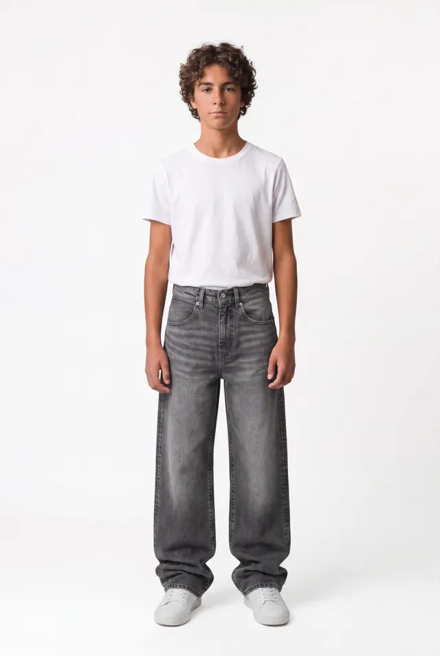 Teddy Smith Big Memphis JR jean baggy gris garçon
