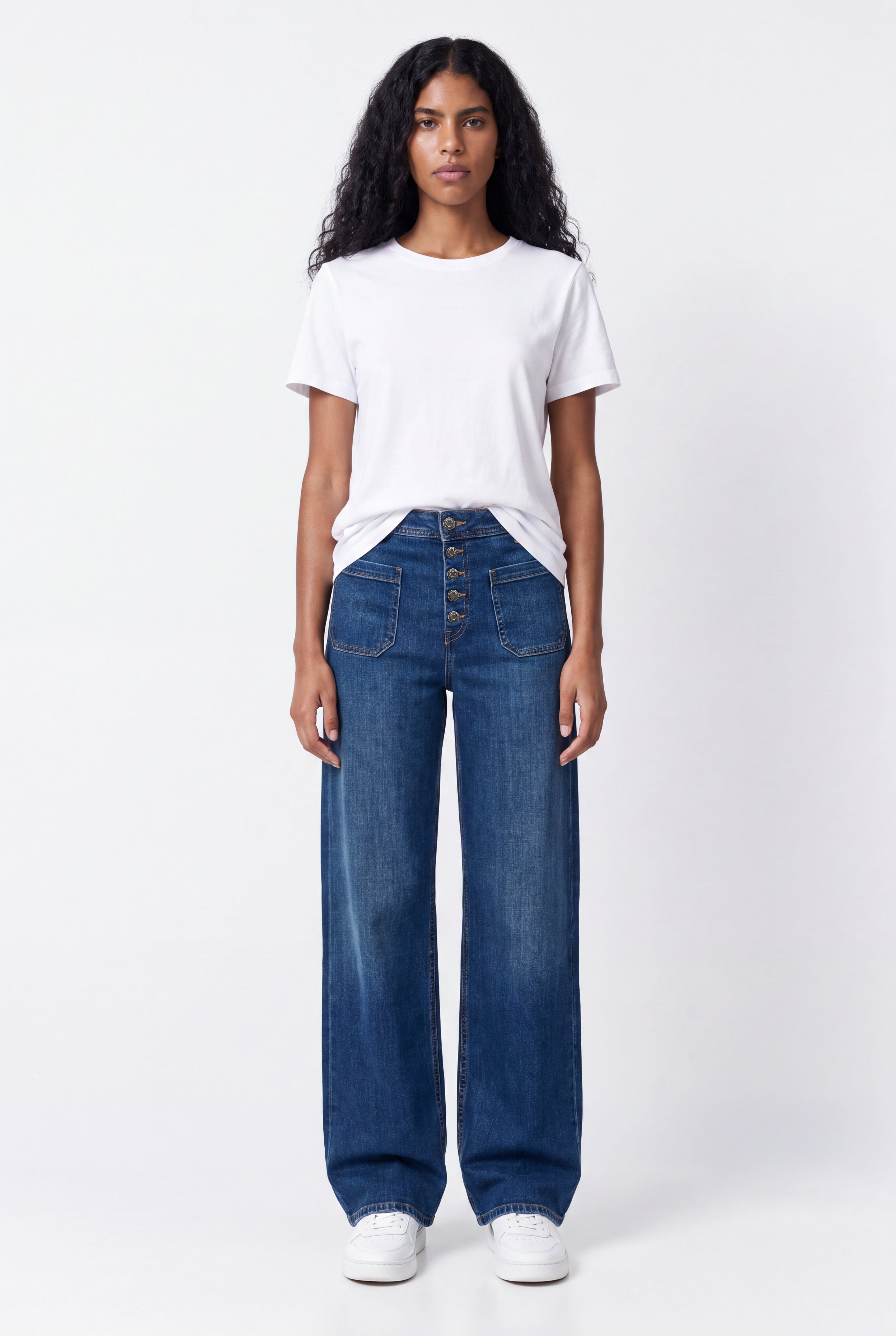 Teddy Smith P-Josefa Button jean flare femme indigo taille haute