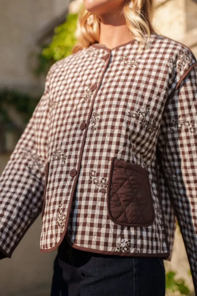 Maison Onado Hana veste matelassée vichy broderie
