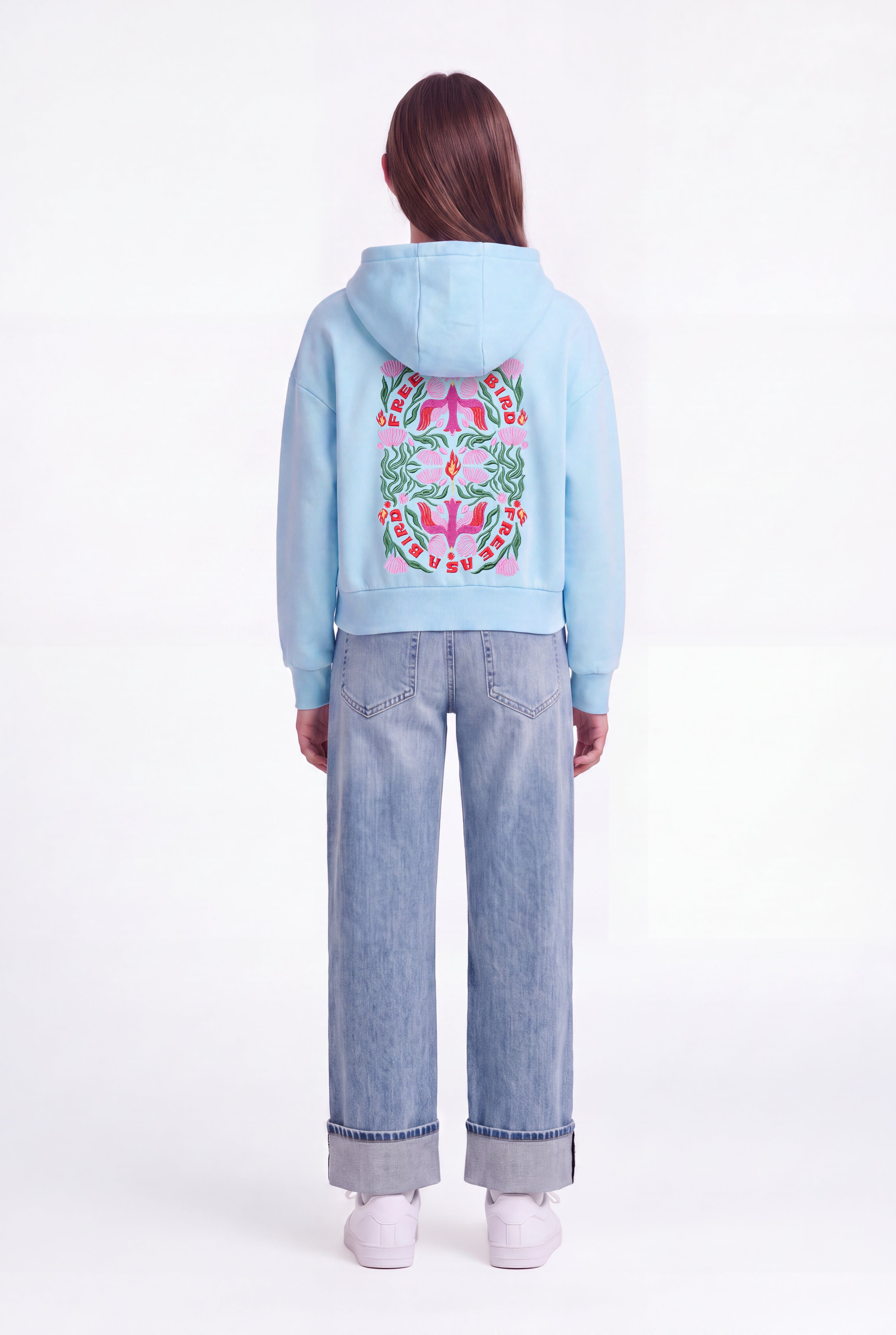 Teddy Smith S-Bird Hoody JR sweat capuche bleu ciel fille