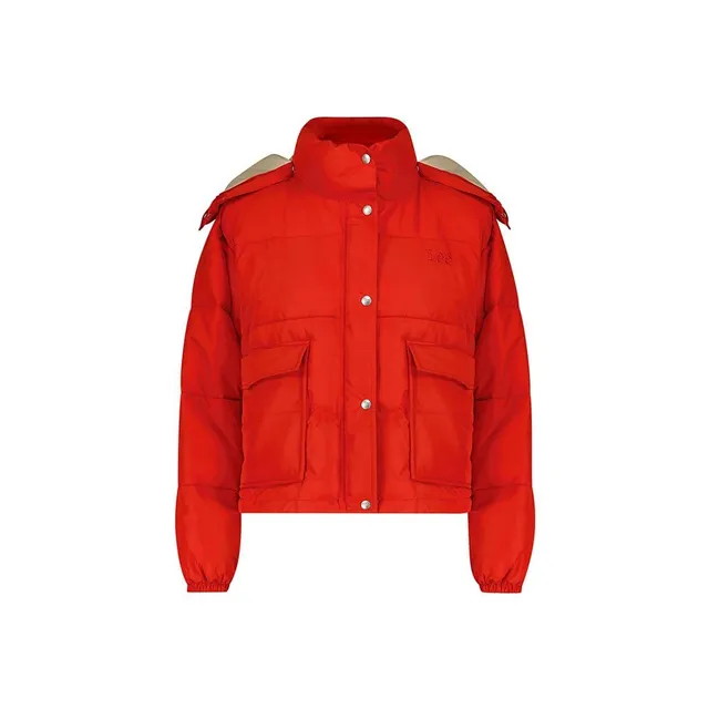 Lee Hooded Short Puffer doudoune femme XS rouge capuche