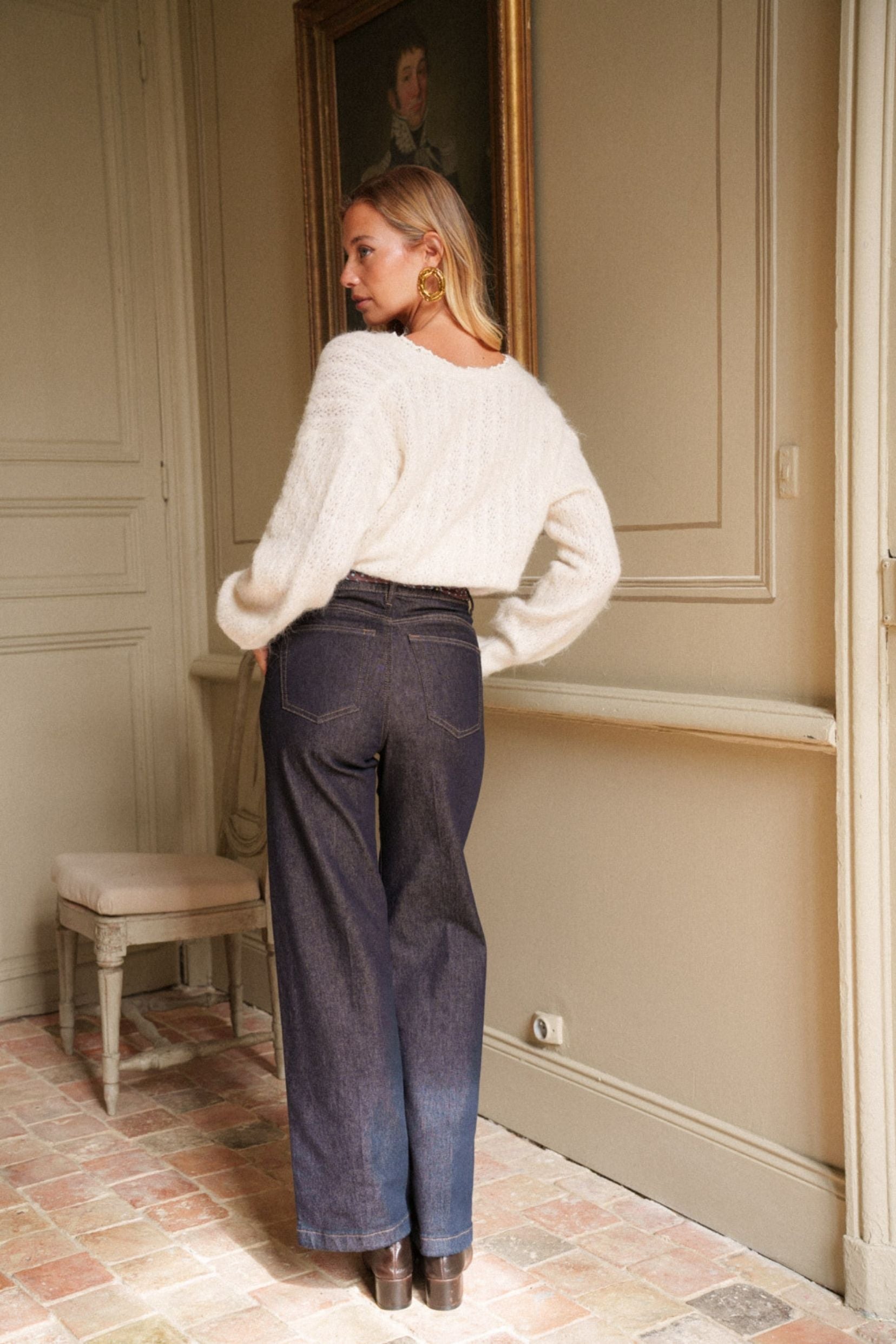 Maison Onado Léon jean wide brut à pois