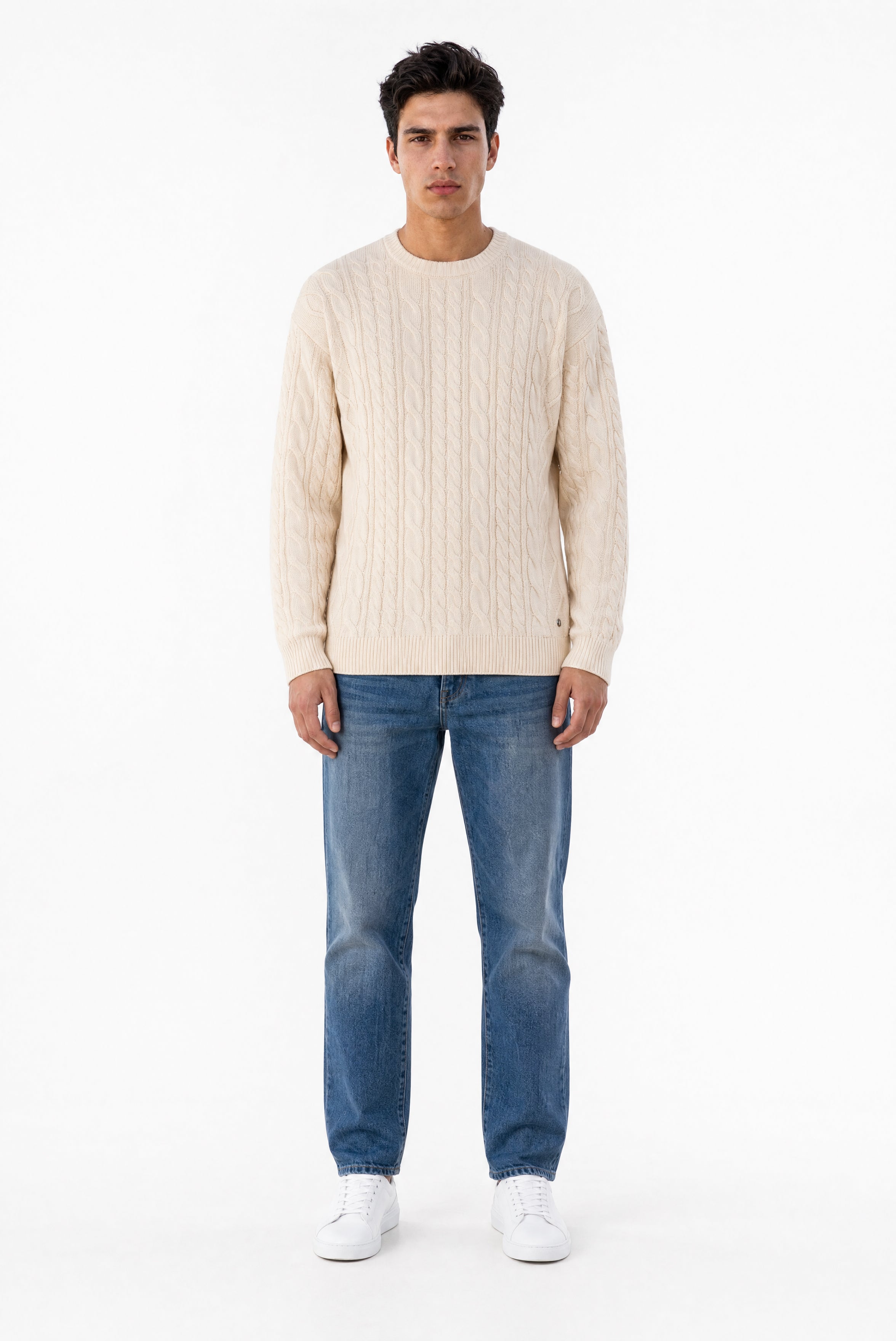 Teddy Smith P-Aron Pull homme crème torsadé