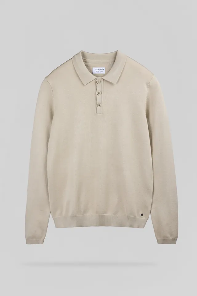 Teddy Smith P-Nitty ML polo manches longues beige coupe droite