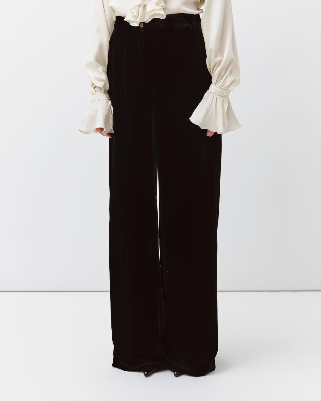DIEGA PIEDRO pantalon velours noir coupe ample