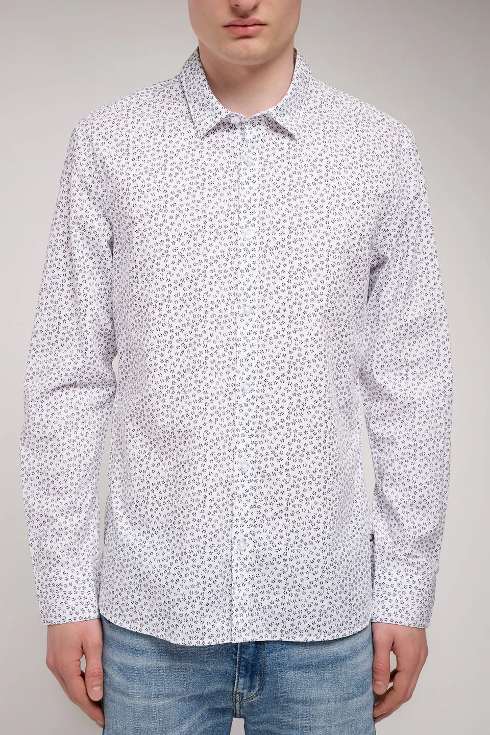 Teddy Smith Carton ML chemise cintrée blanc micro print
