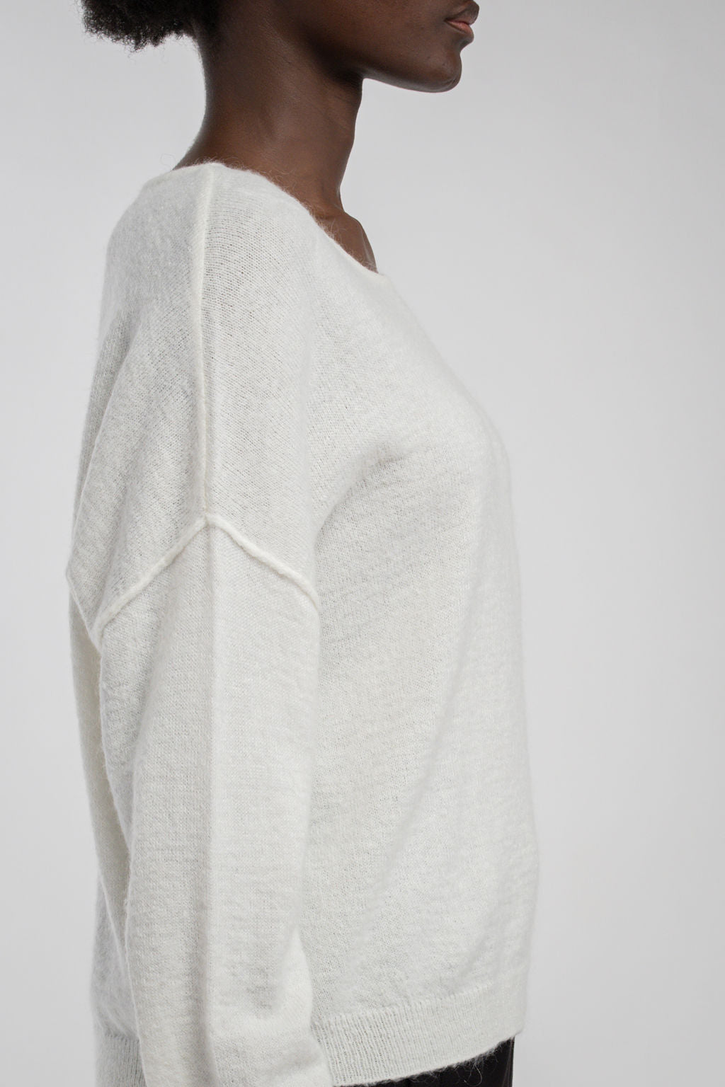 Teddy Smith P-Petille Middle White pull mohair col bateau