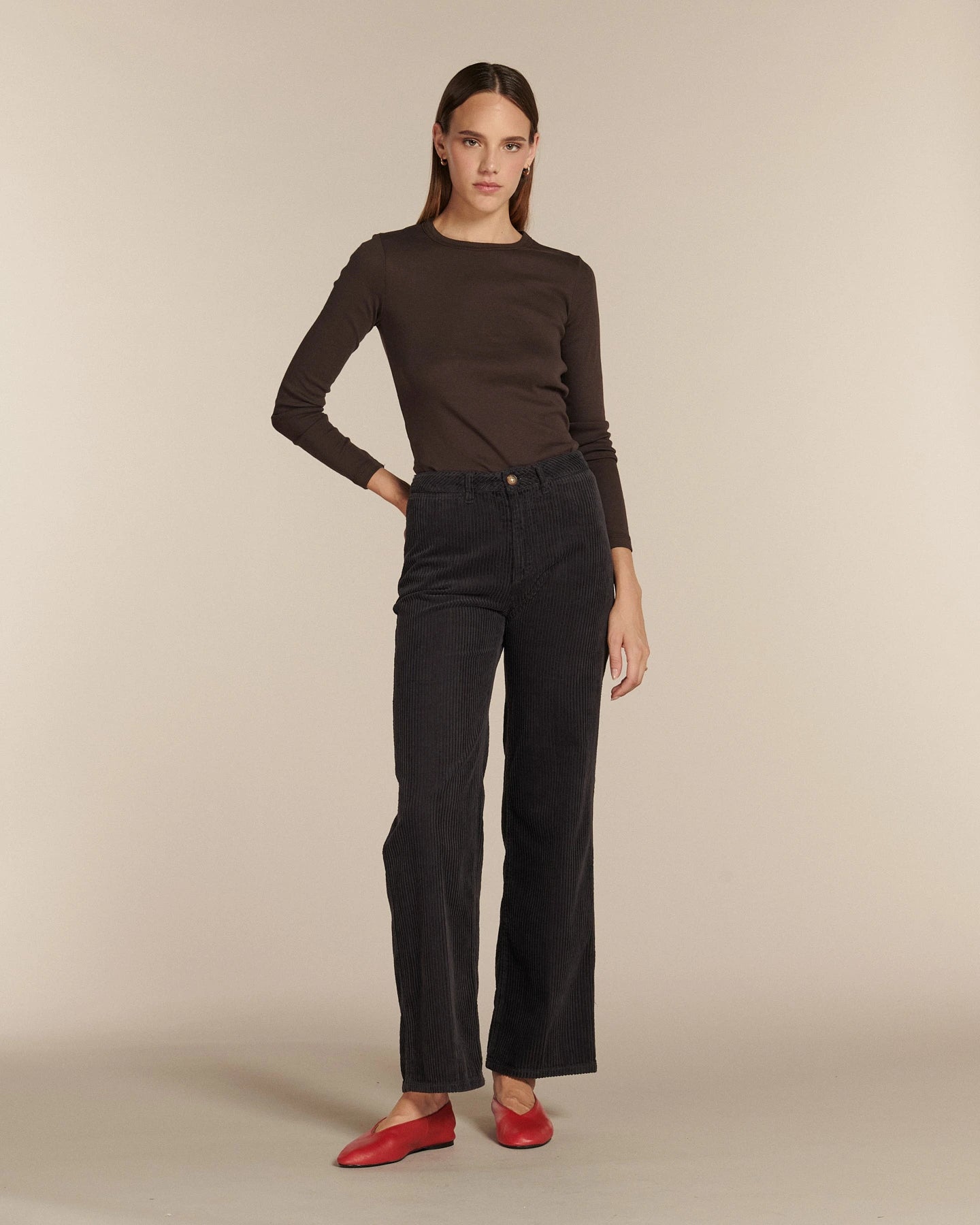Labdip Swann Trendy Corduroy Truffle pantalon velours taille haute