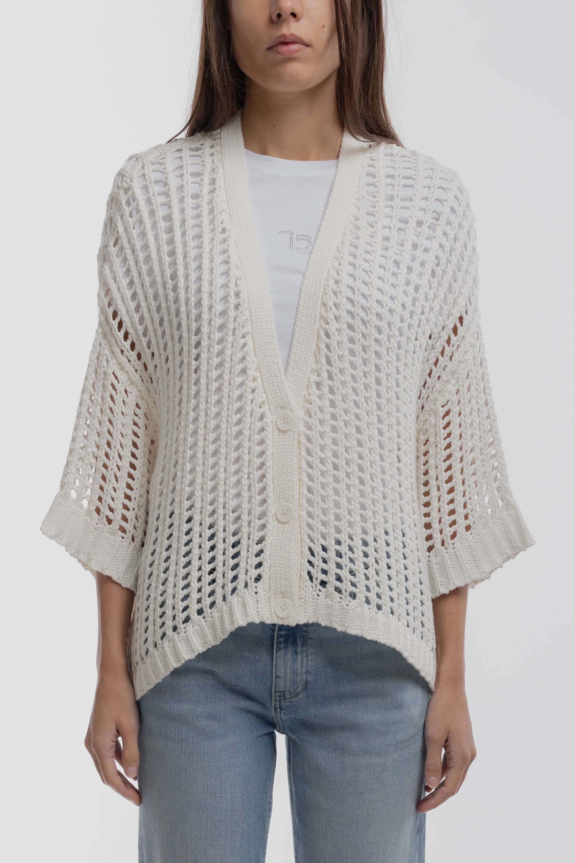 Teddy Smith G-Valentina gilet blanc crochet femme