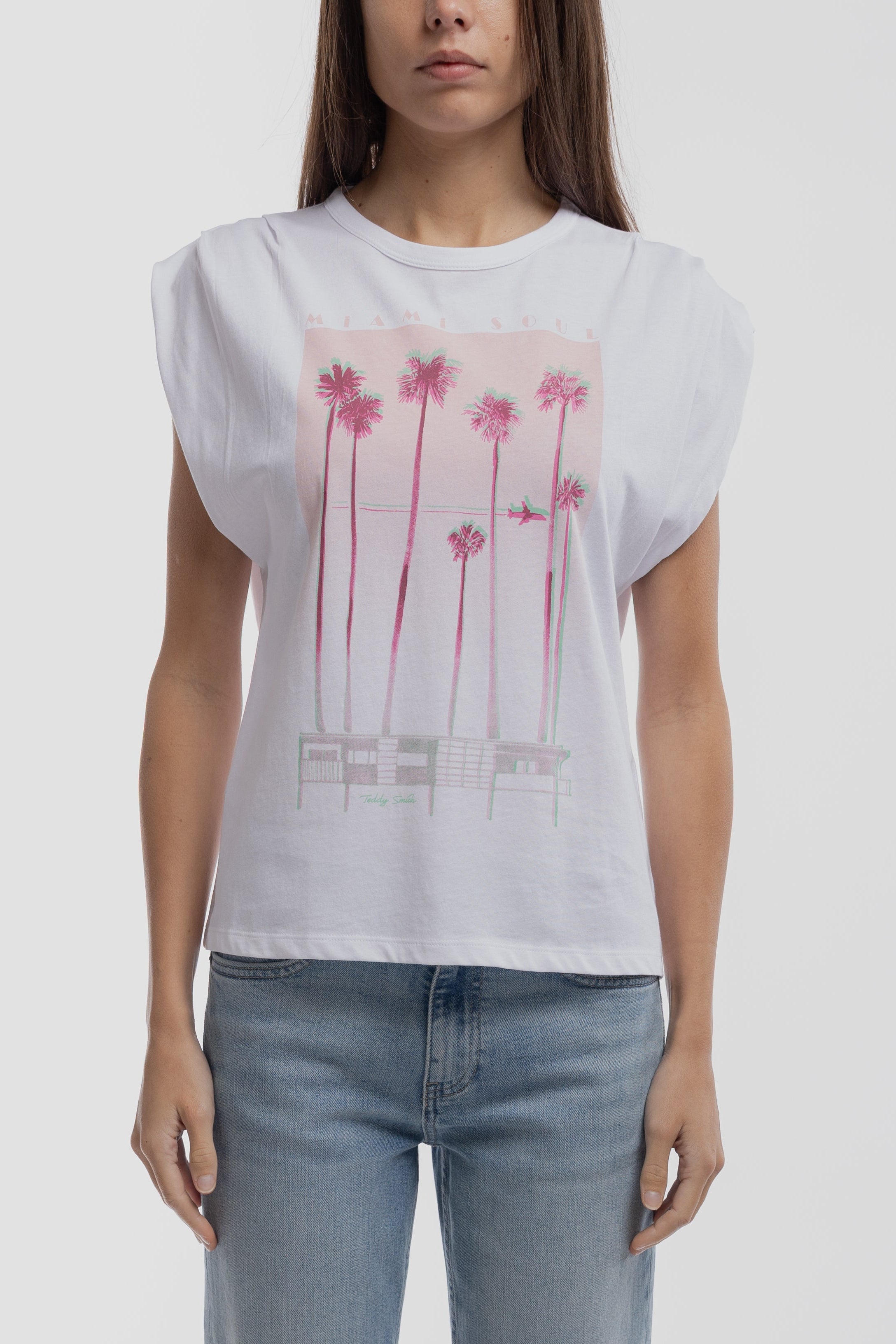 Teddy Smith T-Miami débardeur femme blanc coton