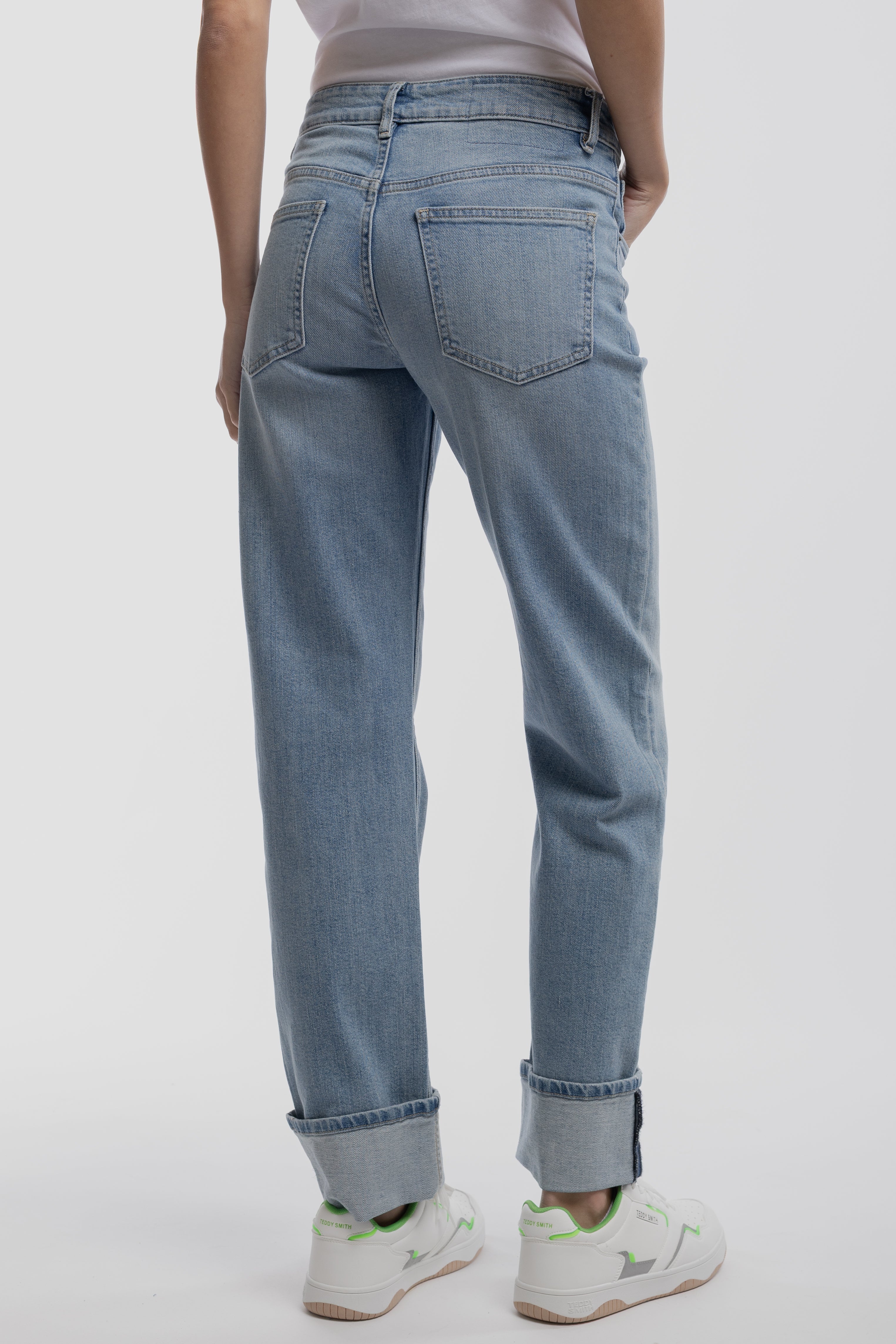 Teddy Smith Boyfriend jean droit bleu clair revers