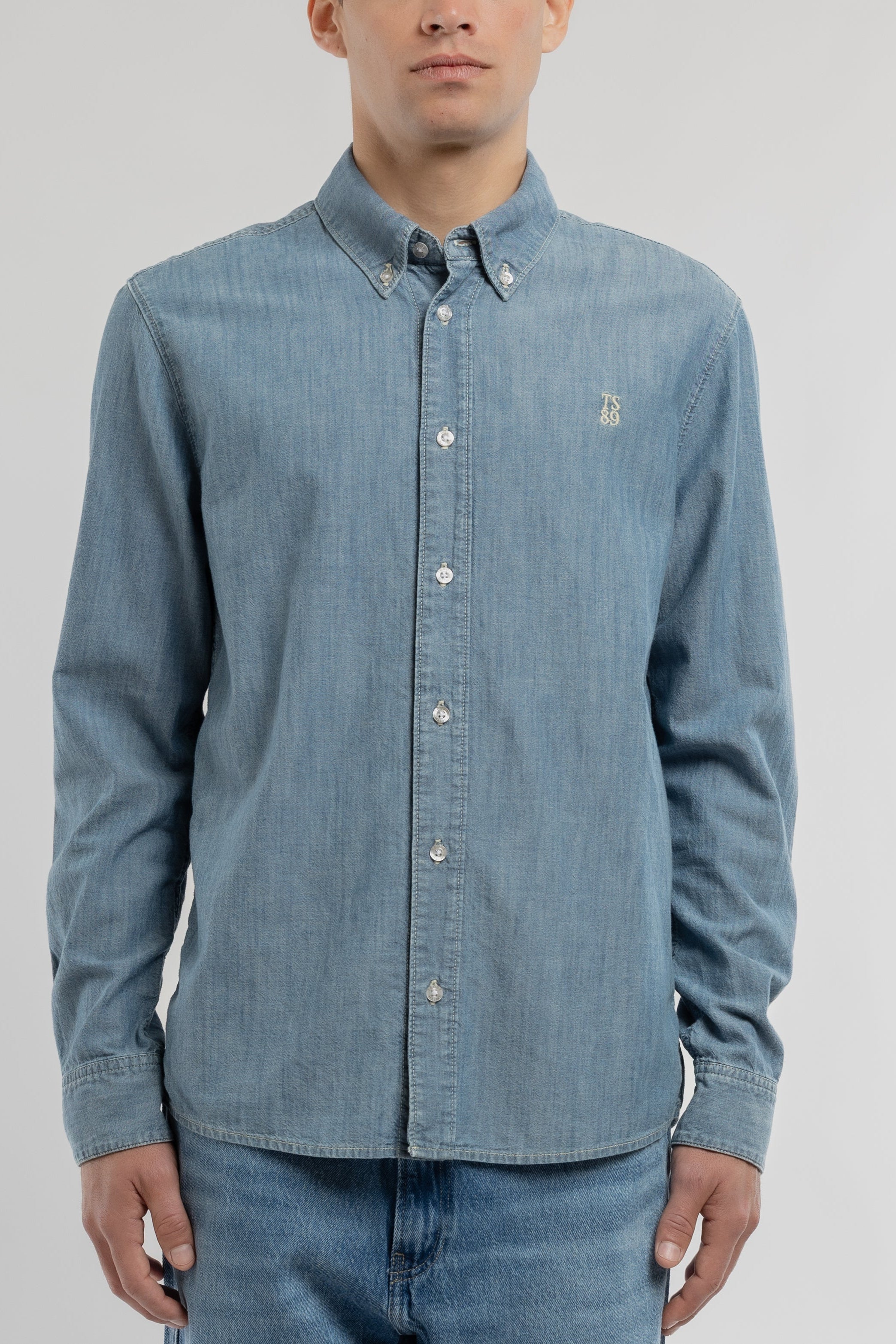 Teddy Smith C-Staner ML chemise chambray indigo clair coton