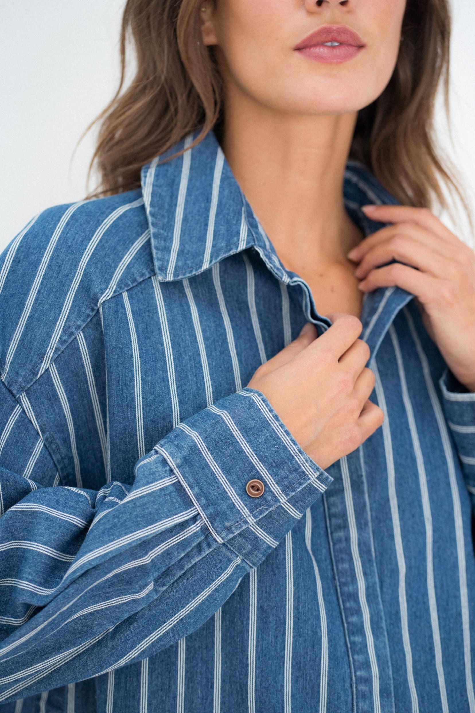 Maison Onado Judith chemise denim rayé oversize