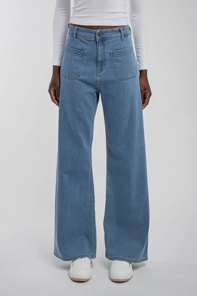 Teddy Smith P-Josefa 4PP jean flare indigo clair taille haute