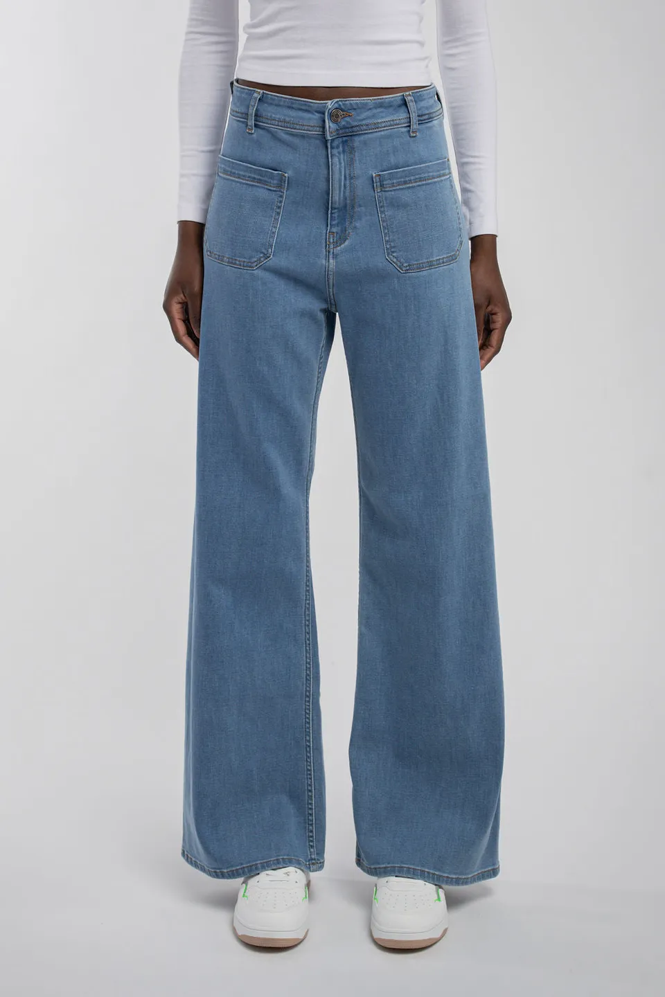 Teddy Smith P-Josefa 4PP jean flare indigo clair taille haute