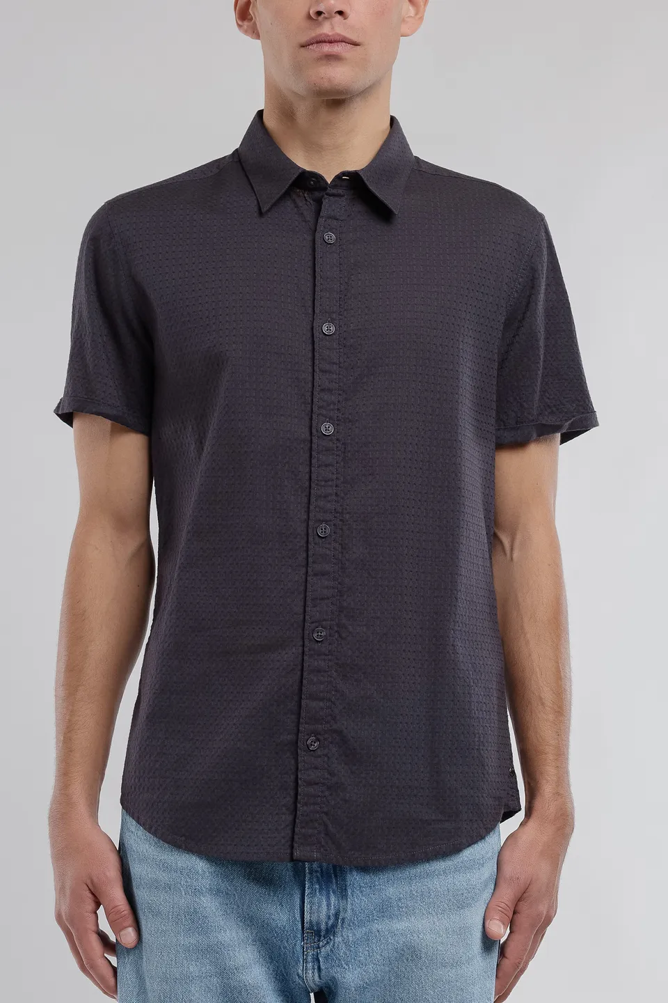 Teddy Smith Cut 2 MC chemise slim bleu marine homme