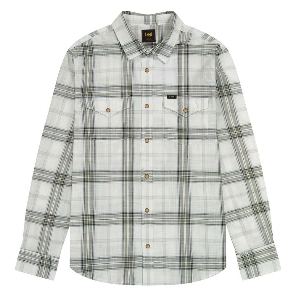 Lee Clean Western Shirt chemise homme M carreaux blanc bleu