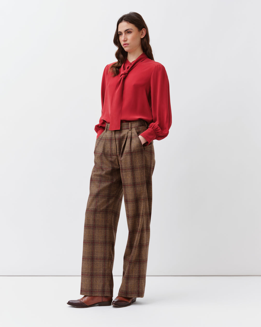 DIEGA COLZA chemise soie rouge