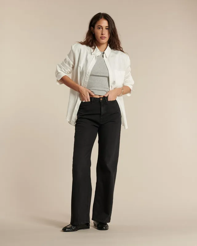 Labdip Swann BL 80 jean large taille haute gris foncé