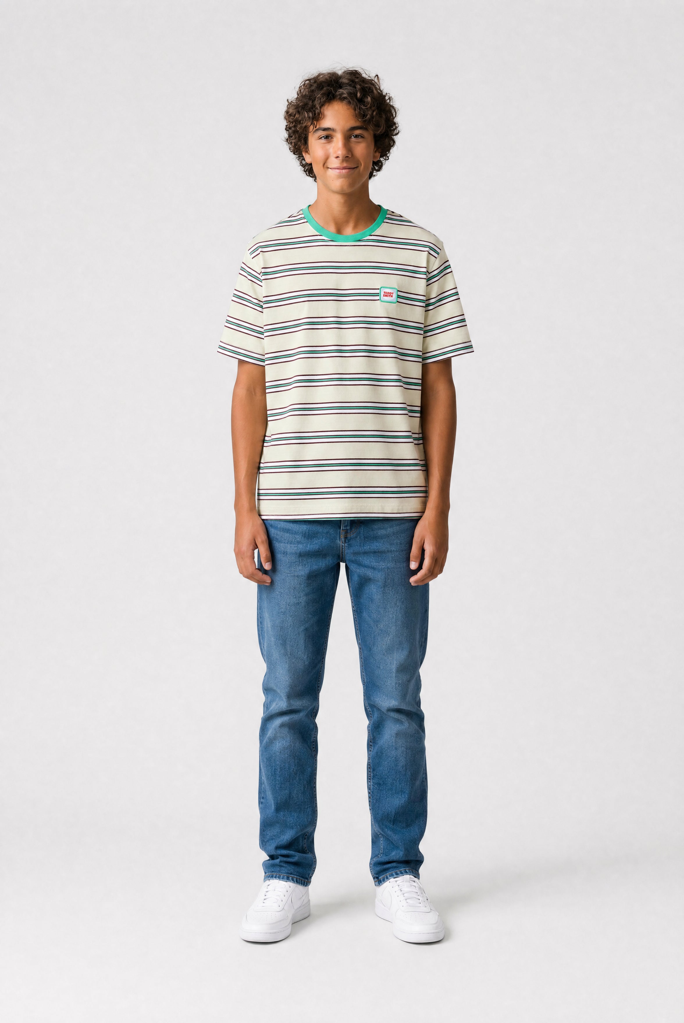 Teddy Smith T-Stripy MC JR t-shirt garçon vert nacre