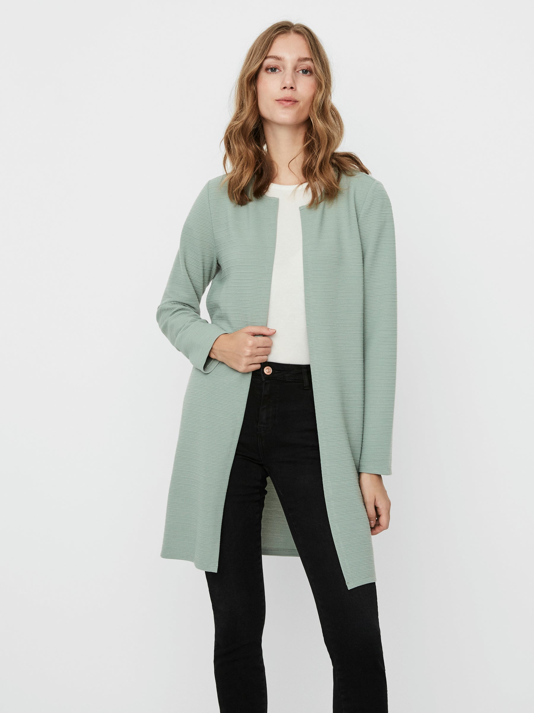 Noisy May cardigan long col rond stretch doux