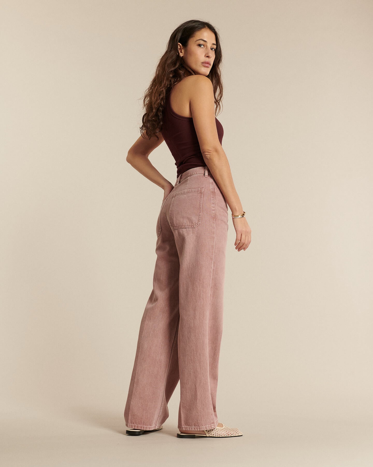 Labdip Swann Quartz jean large taille haute rosé
