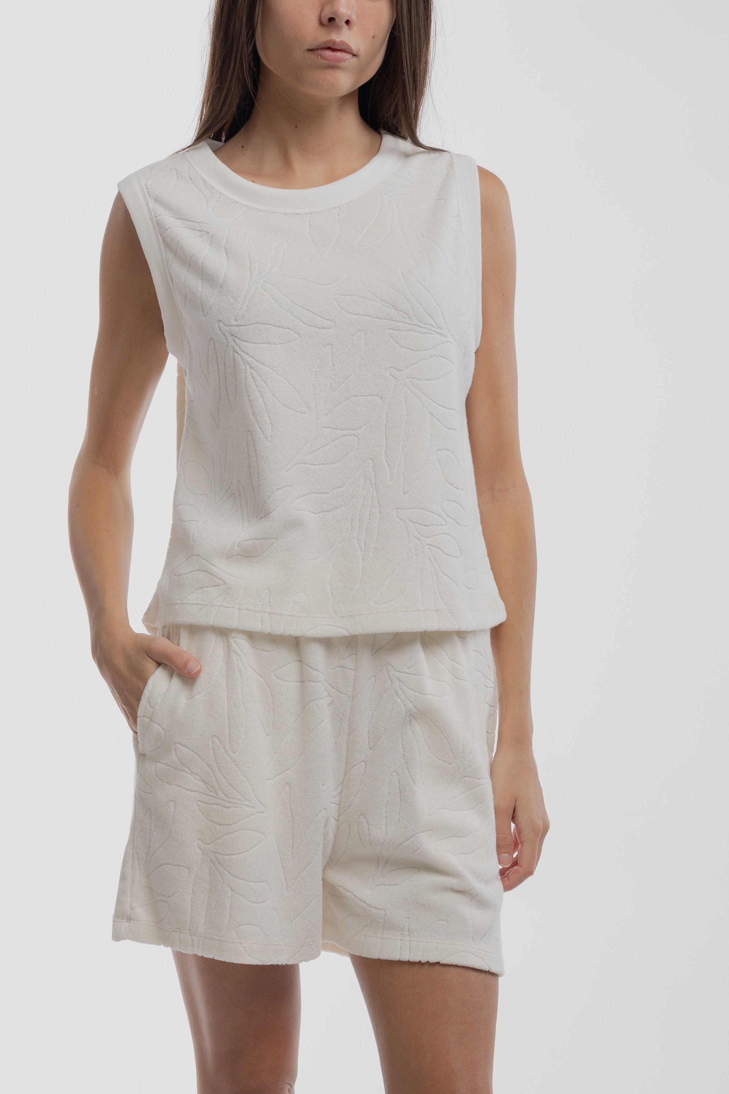 Teddy Smith T-Noisette top femme Middle White éponge