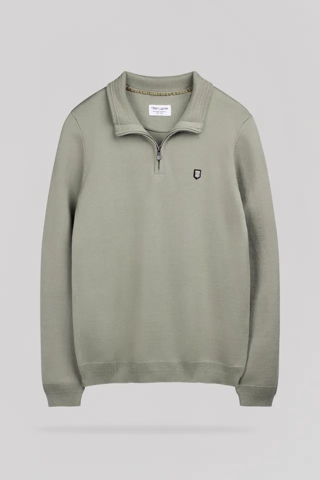 Teddy Smith P-Marty 2 pull homme kaki col zippé