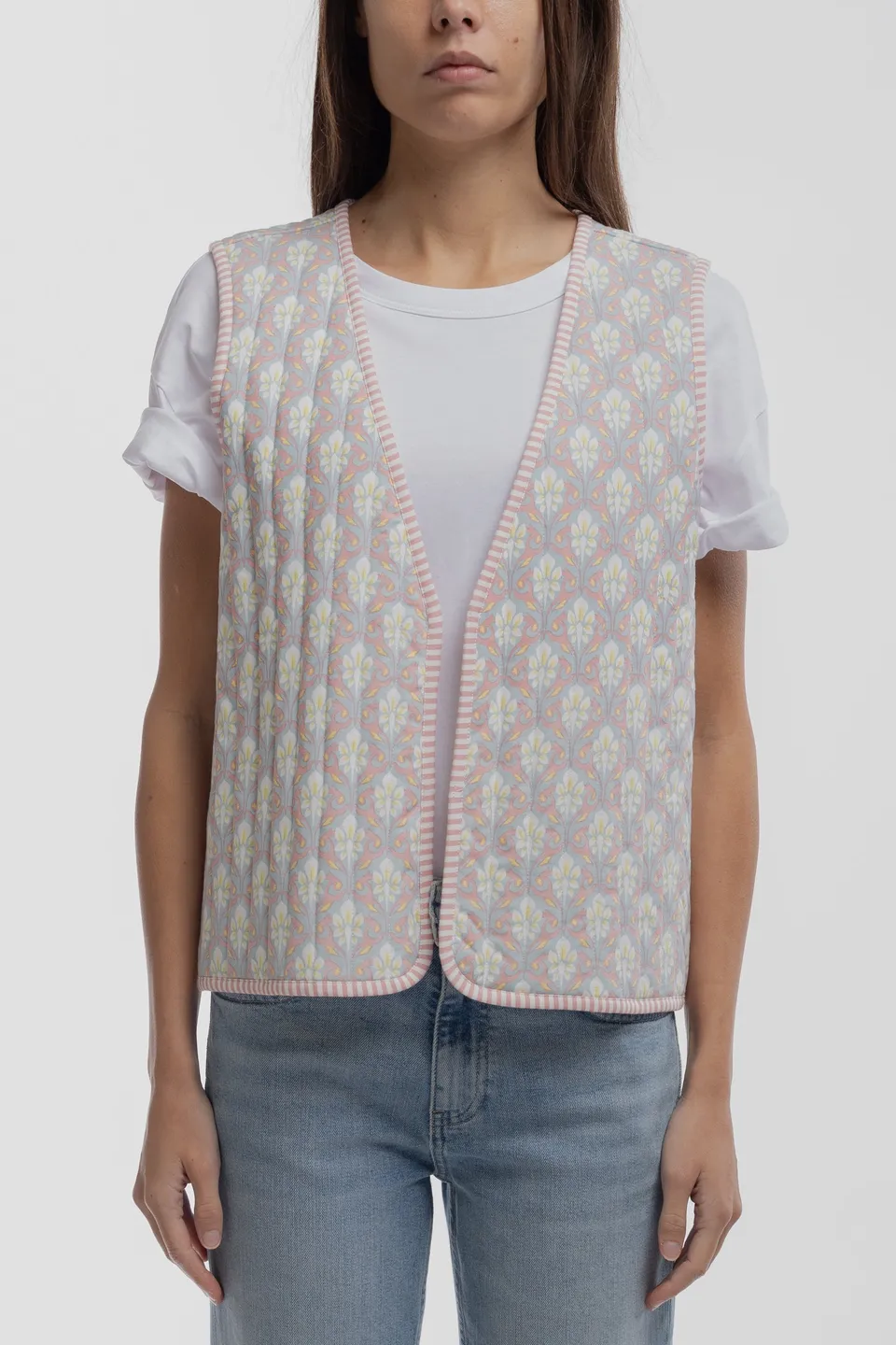 Teddy Smith G-Fiona Vieux Rose gilet matelassé mosaïque