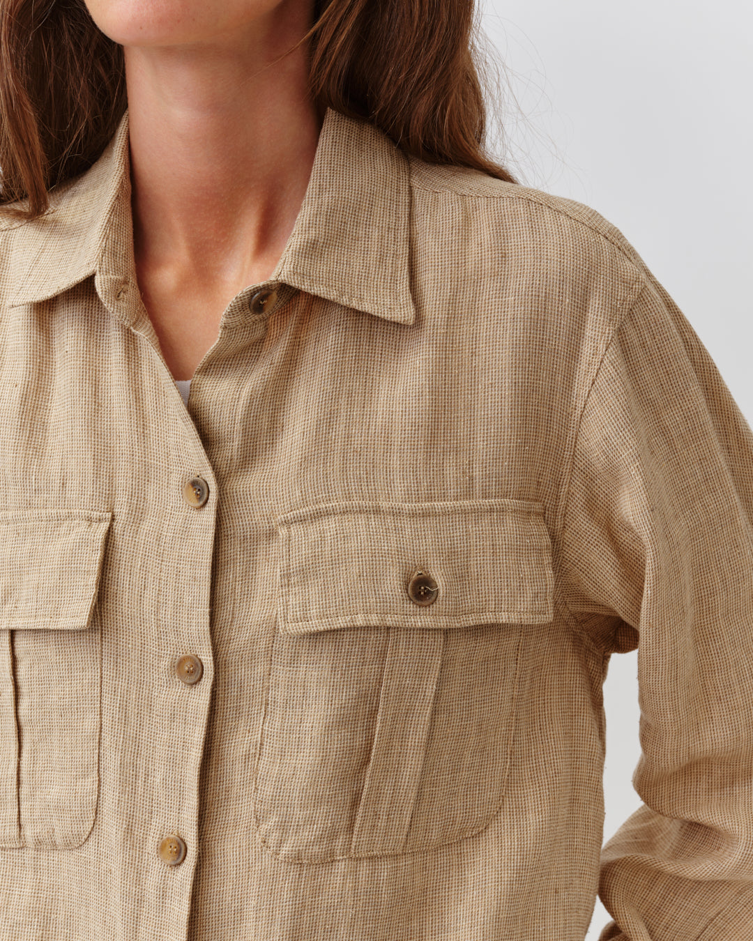 Diega Casata chemise camel à poches coupe ample