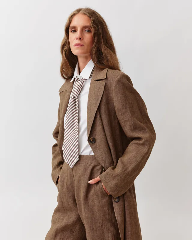 DIEGA MARTIO manteau long droit camel