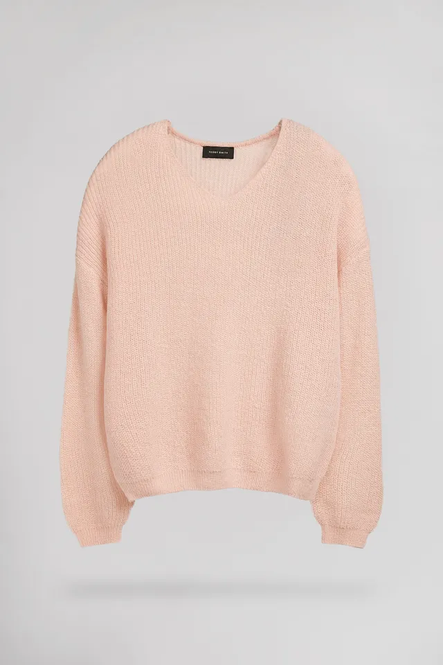 Teddy Smith P-Mag Jr pull col V rose pâle fille
