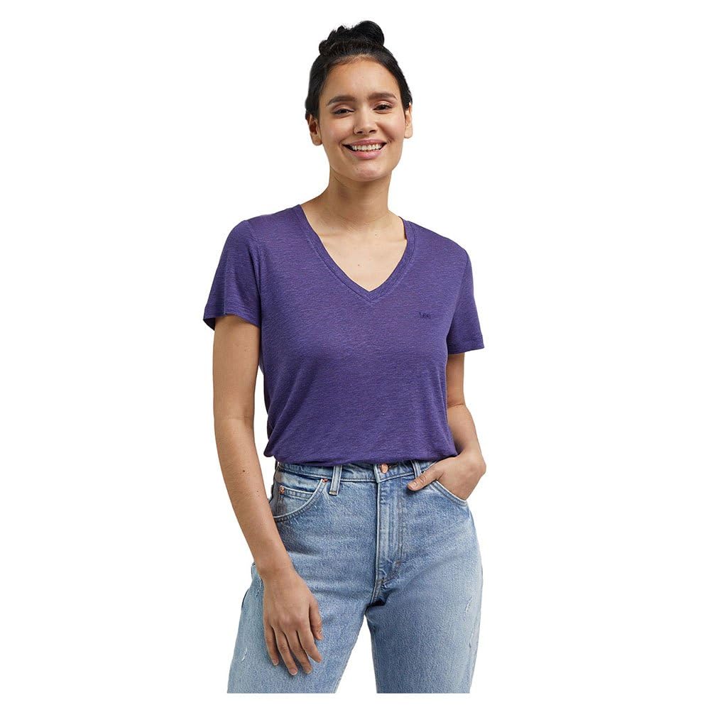 Lee Col V t-shirt femme rose coupe décontractée