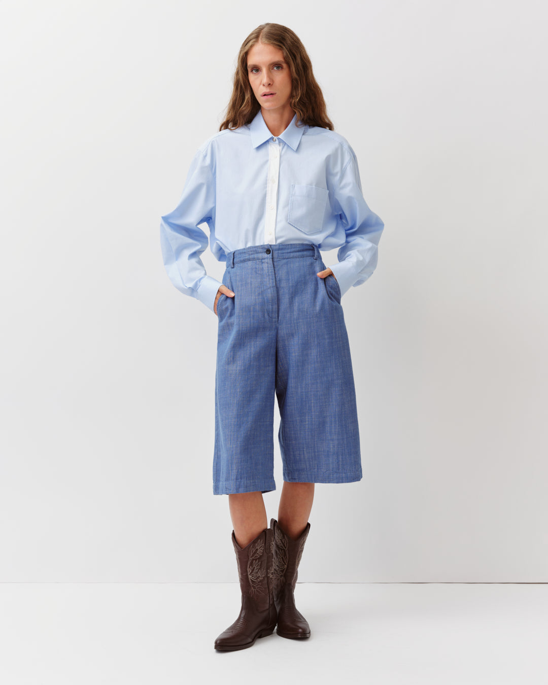 DIEGA CAMELA chemise ciel coupe droite