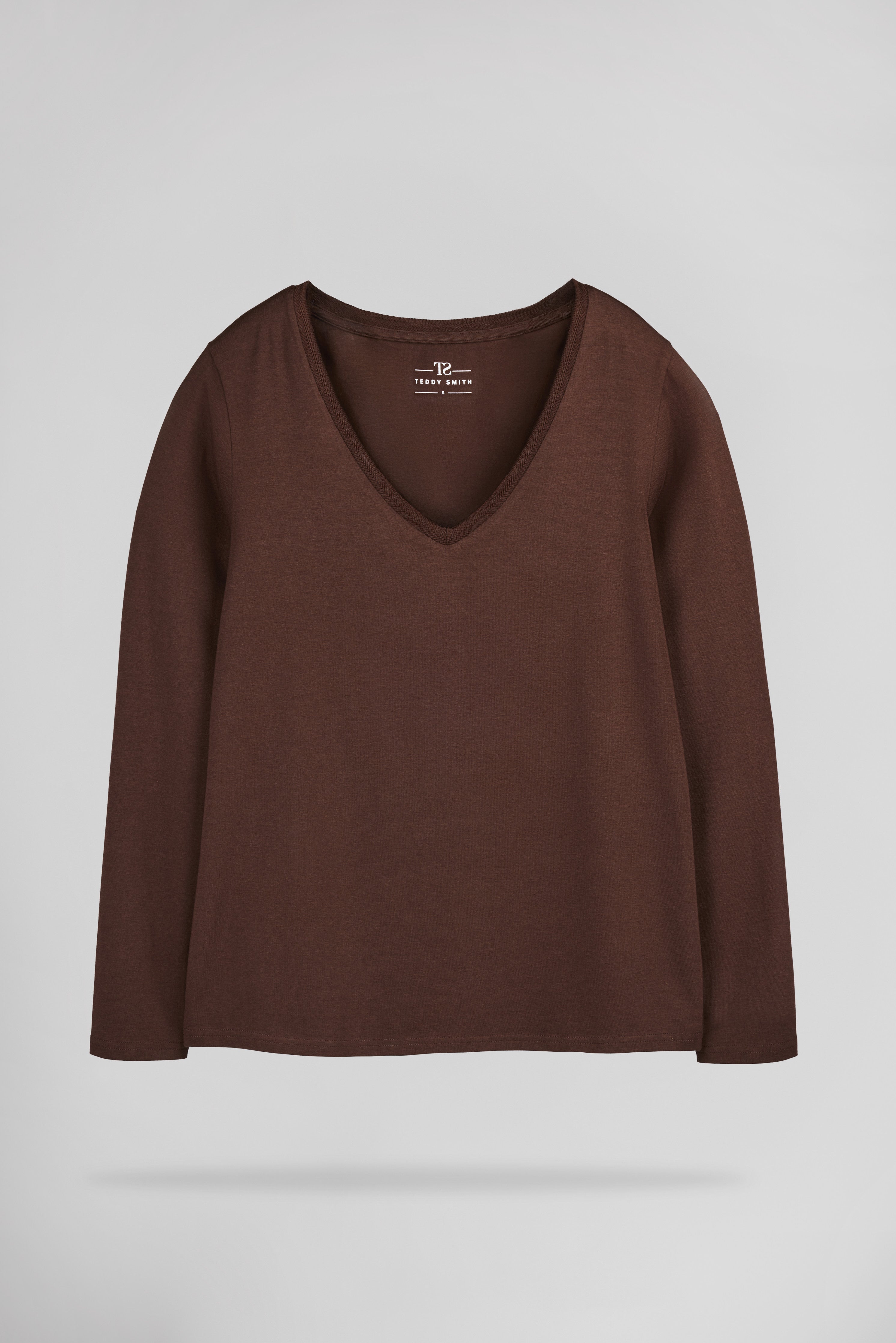 Teddy Smith T-Miana ML t-shirt col V chocolat