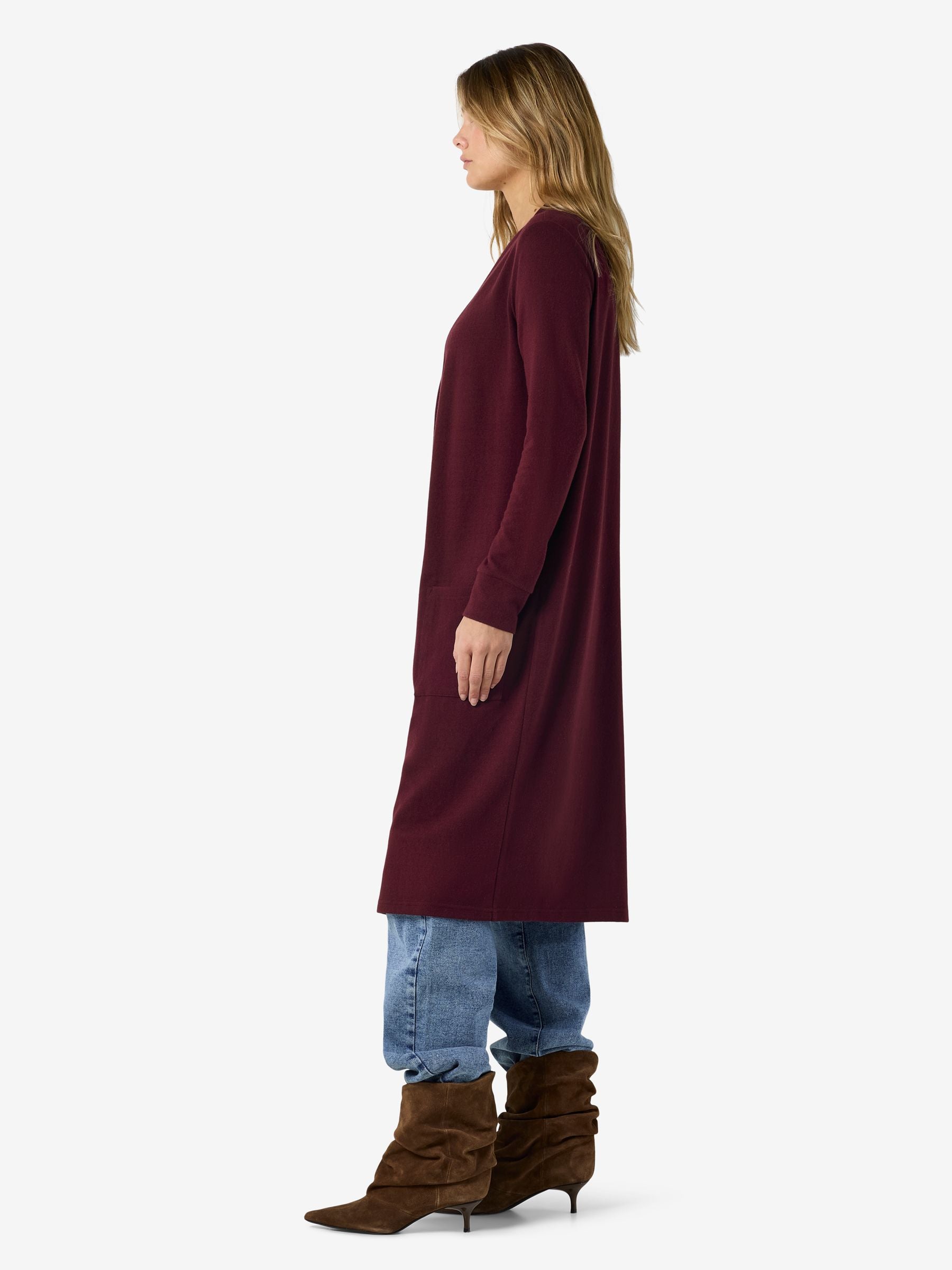 Noisy May gilet long ouvert poches maille douce