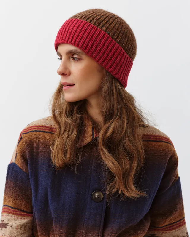 DIEGA BONJO bonnet maille camel rouge TU