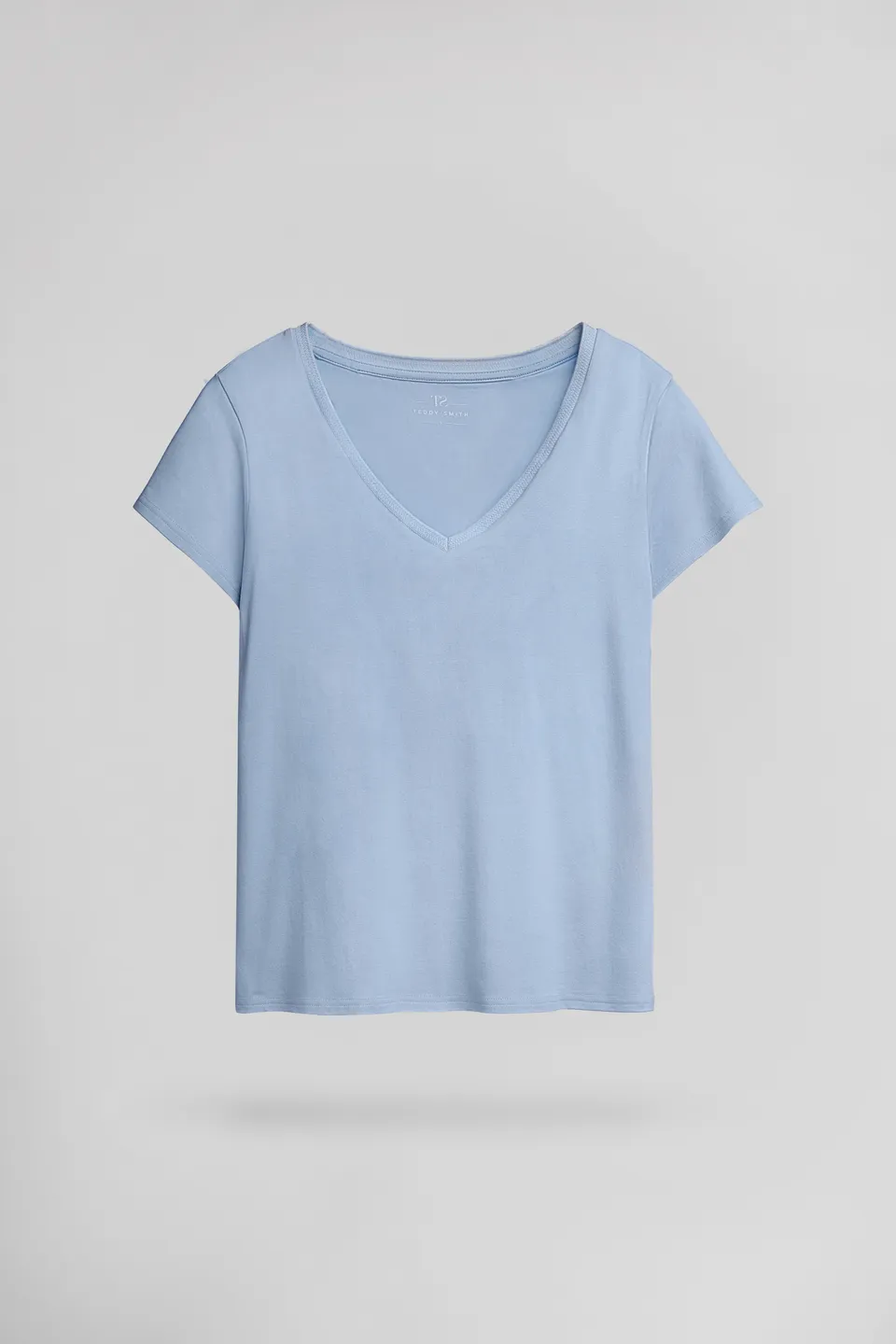 Teddy Smith T-Mia MC t-shirt col V bleu nuageux modal